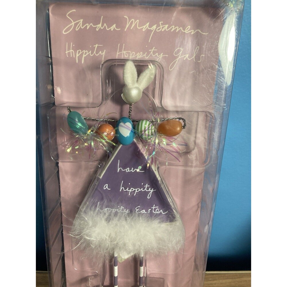 Dept 56 Sandra Magsamen Hippity Hoppity Gals Easter Pearls Silver Tinsel Feather
